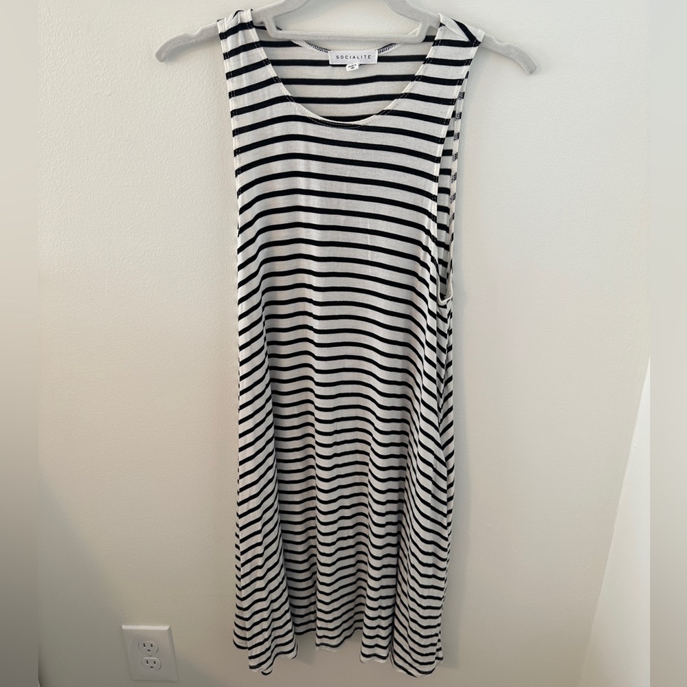 Socialite Black and White Striped Dress Size Small